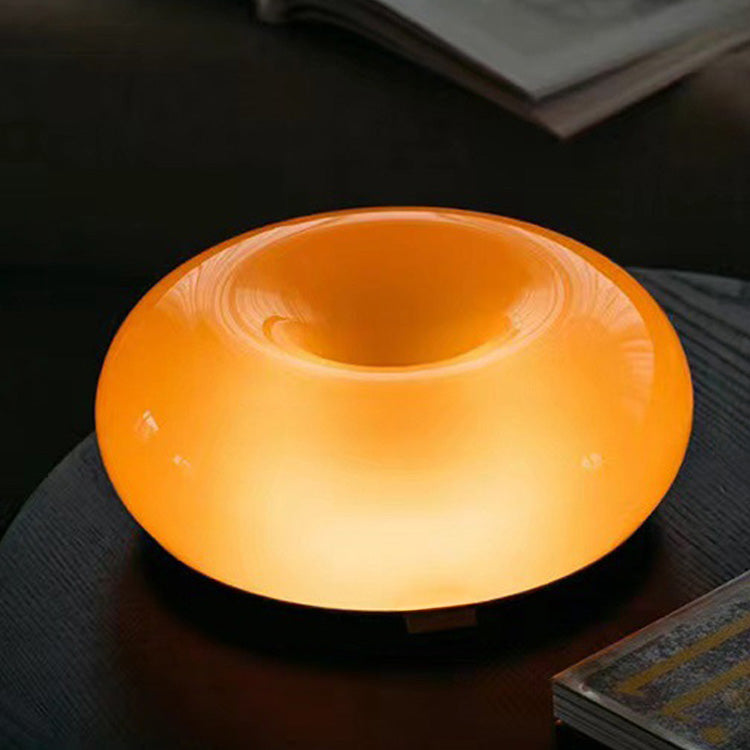 Maru – Japandi Style Table Lamp, Modern Round Glass Design, Donut Lamp