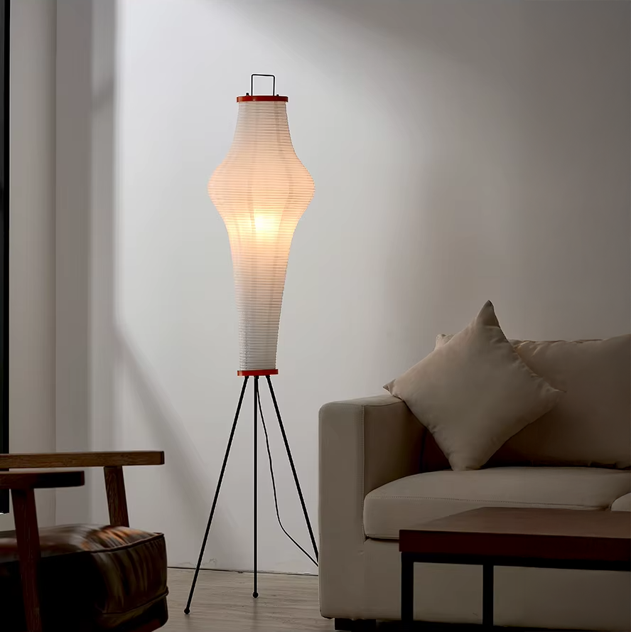 Yoru – Japandi Style Floor Lamp, Wabi-Sabi Paper Lamp with Tripod Stand