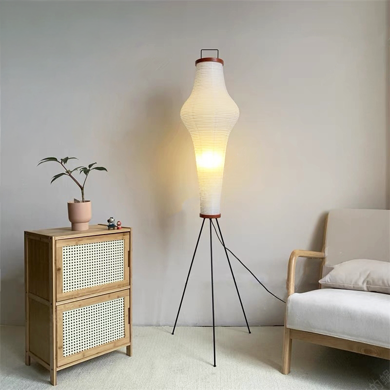 Yoru – Japandi Style Floor Lamp, Wabi-Sabi Paper Lamp with Tripod Stand