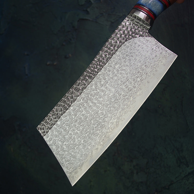 Kenzan – Japanese Damascus Cleaver Knife, Hand Forged VG10 Steel Chef Blade