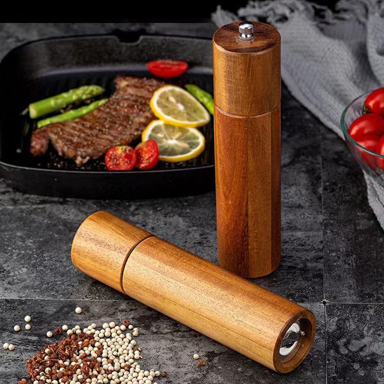 Mokume – Japanese Pepper and Salt Grinder Set, Acacia Wood Spice Mill