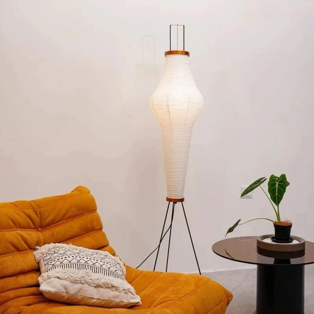 Yoru – Japandi Style Floor Lamp, Wabi-Sabi Paper Lamp with Tripod Stand