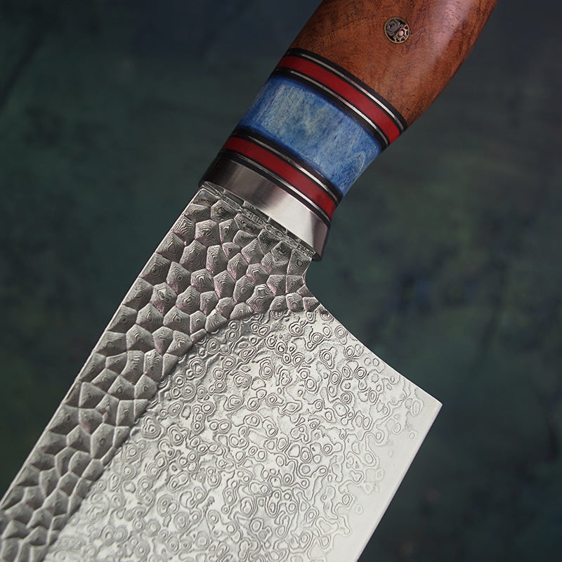 Kenzan – Japanese Damascus Cleaver Knife, Hand Forged VG10 Steel Chef Blade