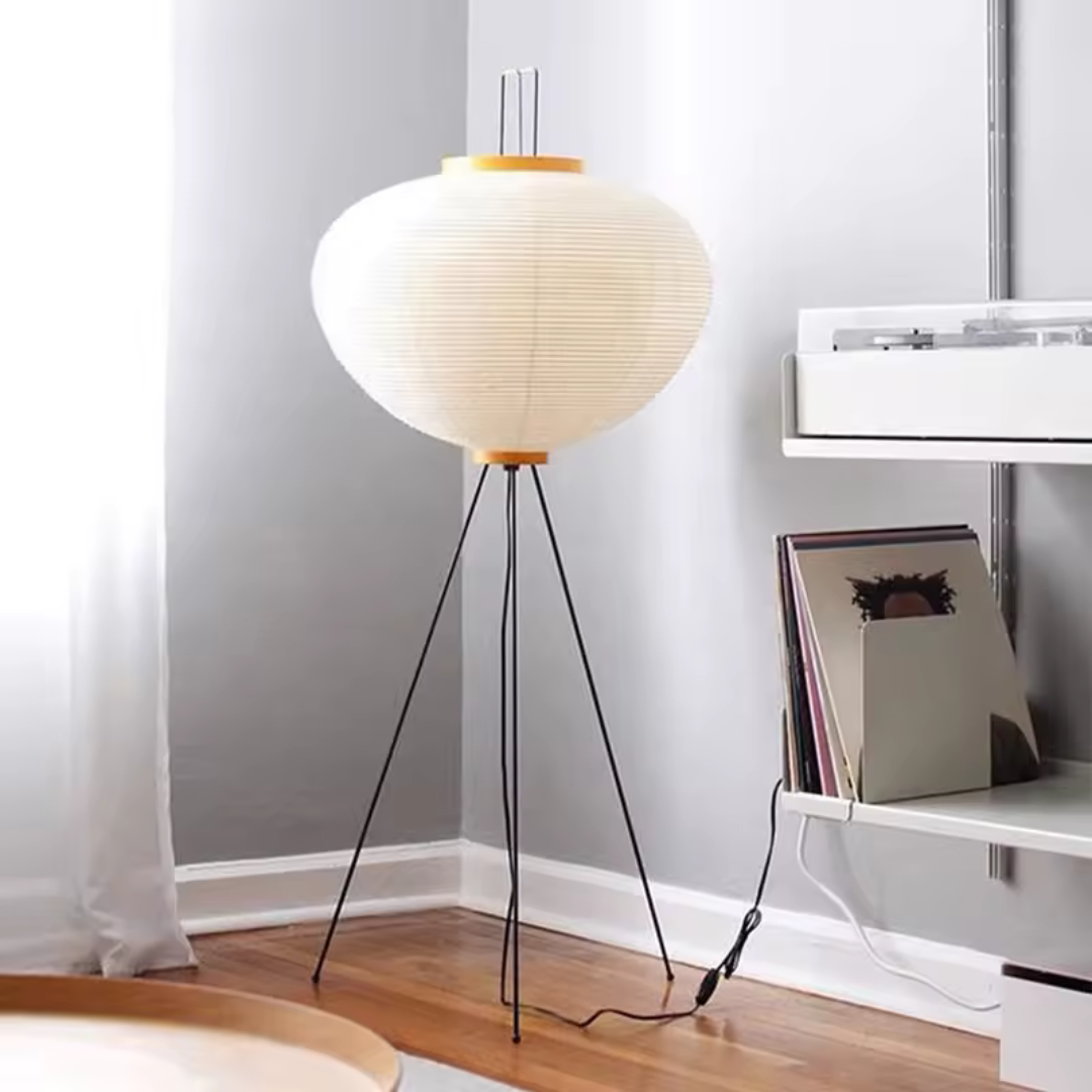 Kumo – Japandi Style Floor Lamp, Wabi-Sabi Paper Lamp with Tripod Stand