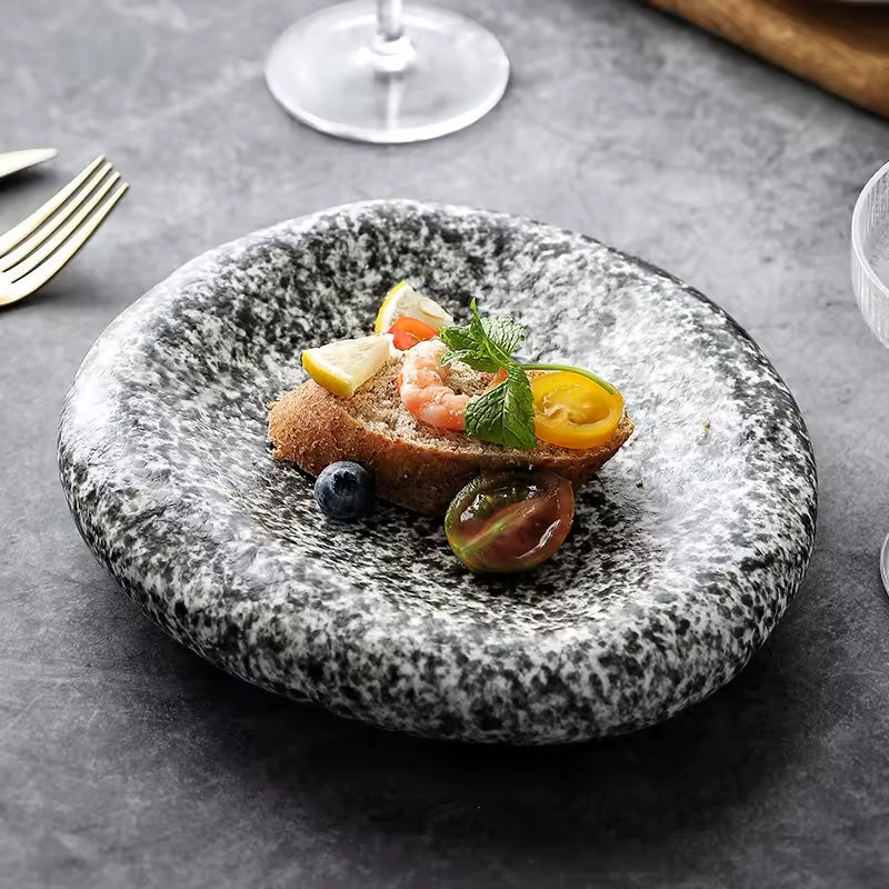 Tsuchi – Japanese Porcelain Dinner Plate, Modern Wabi-Sabi Design