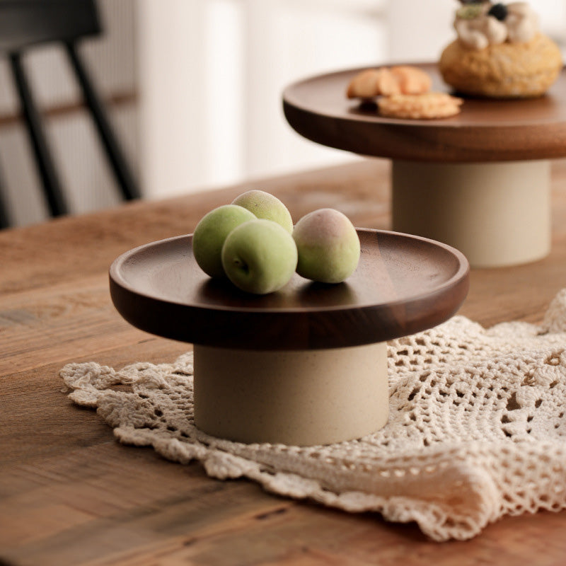 Komori – Japanese Acacia Wood Fruit Tray, Cake Stand with Serving Plate