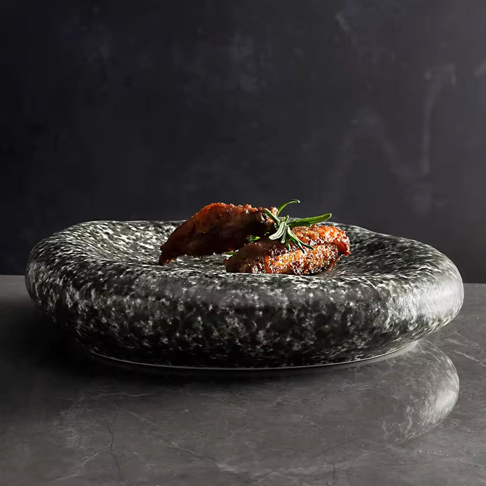 Tsuchi – Japanese Porcelain Dinner Plate, Modern Wabi-Sabi Design
