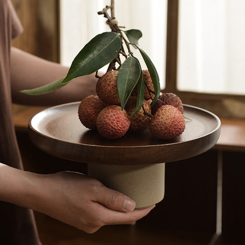 Komori – Japanese Acacia Wood Fruit Tray, Cake Stand with Serving Plate