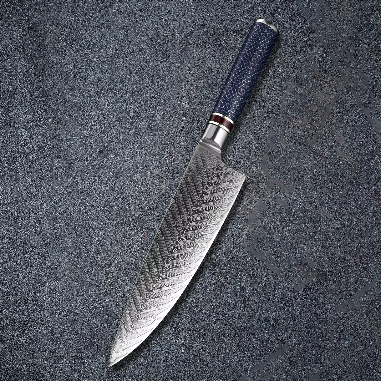 Hayate – Japanese Damascus Chef Knife, 67-Layer Feather Pattern Steel