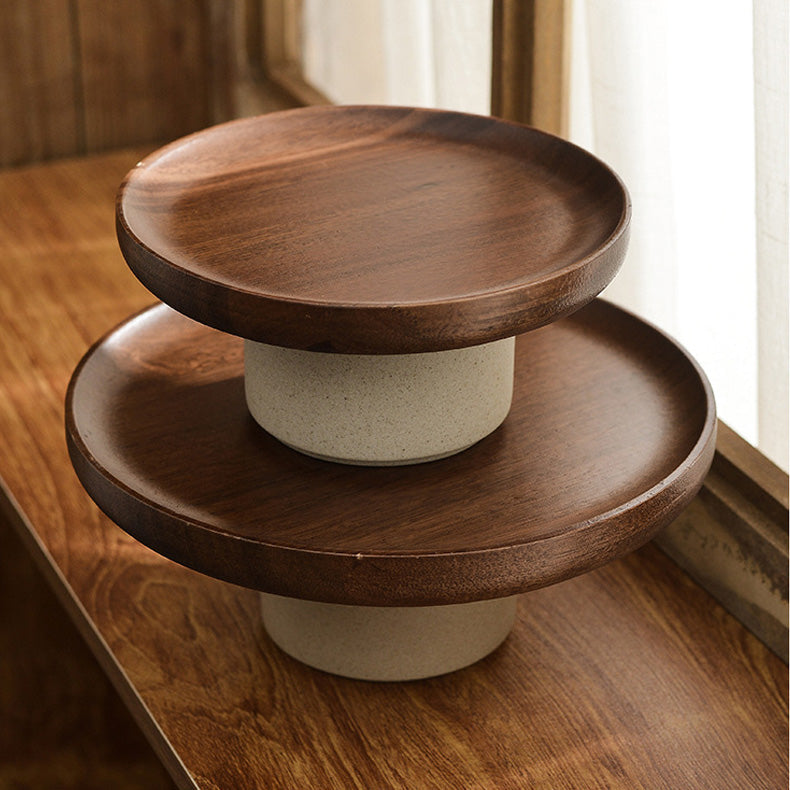 Komori – Japanese Acacia Wood Fruit Tray, Cake Stand with Serving Plate