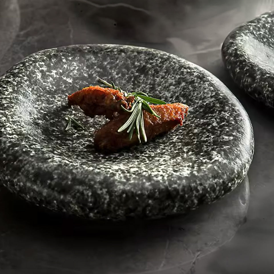 Tsuchi – Japanese Porcelain Dinner Plate, Modern Wabi-Sabi Design