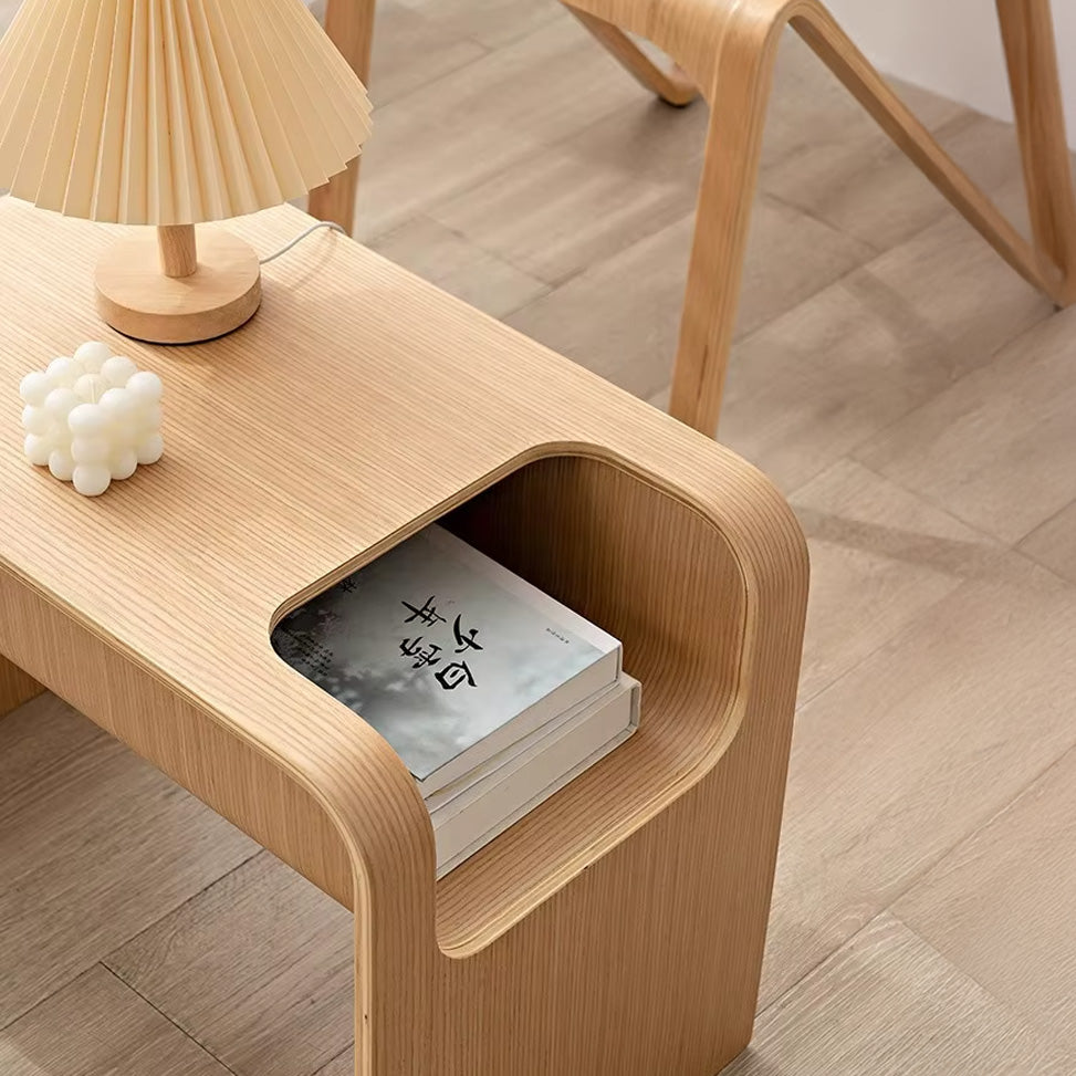 Ame – Japanese Wooden Side Table, Japandi Style Curved Design